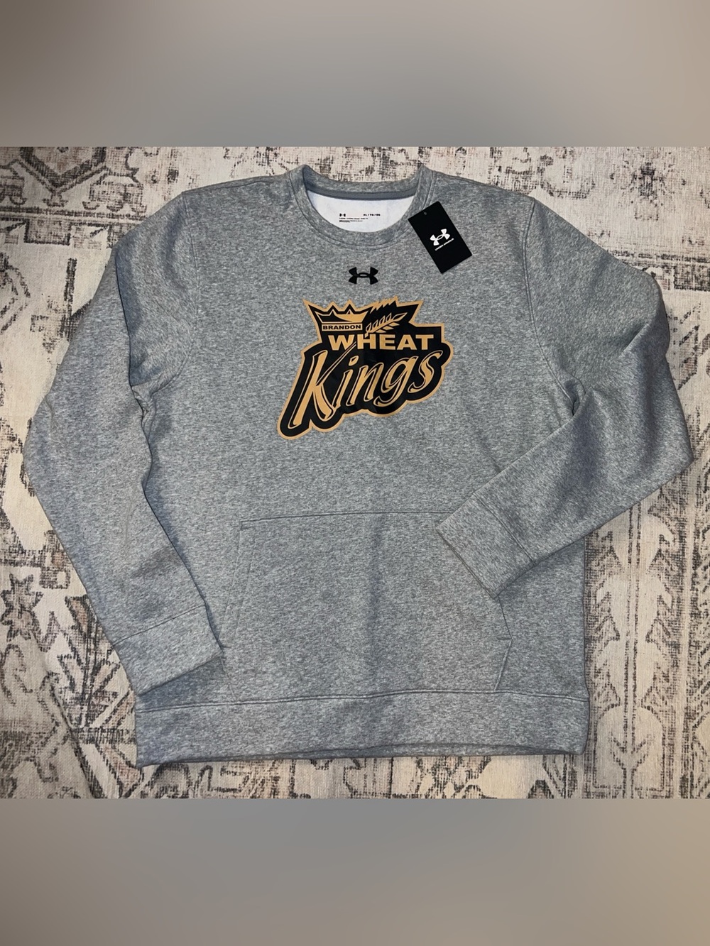 Under Armour Men's Gray Wheat Kings Fleece Crewneck Pullover